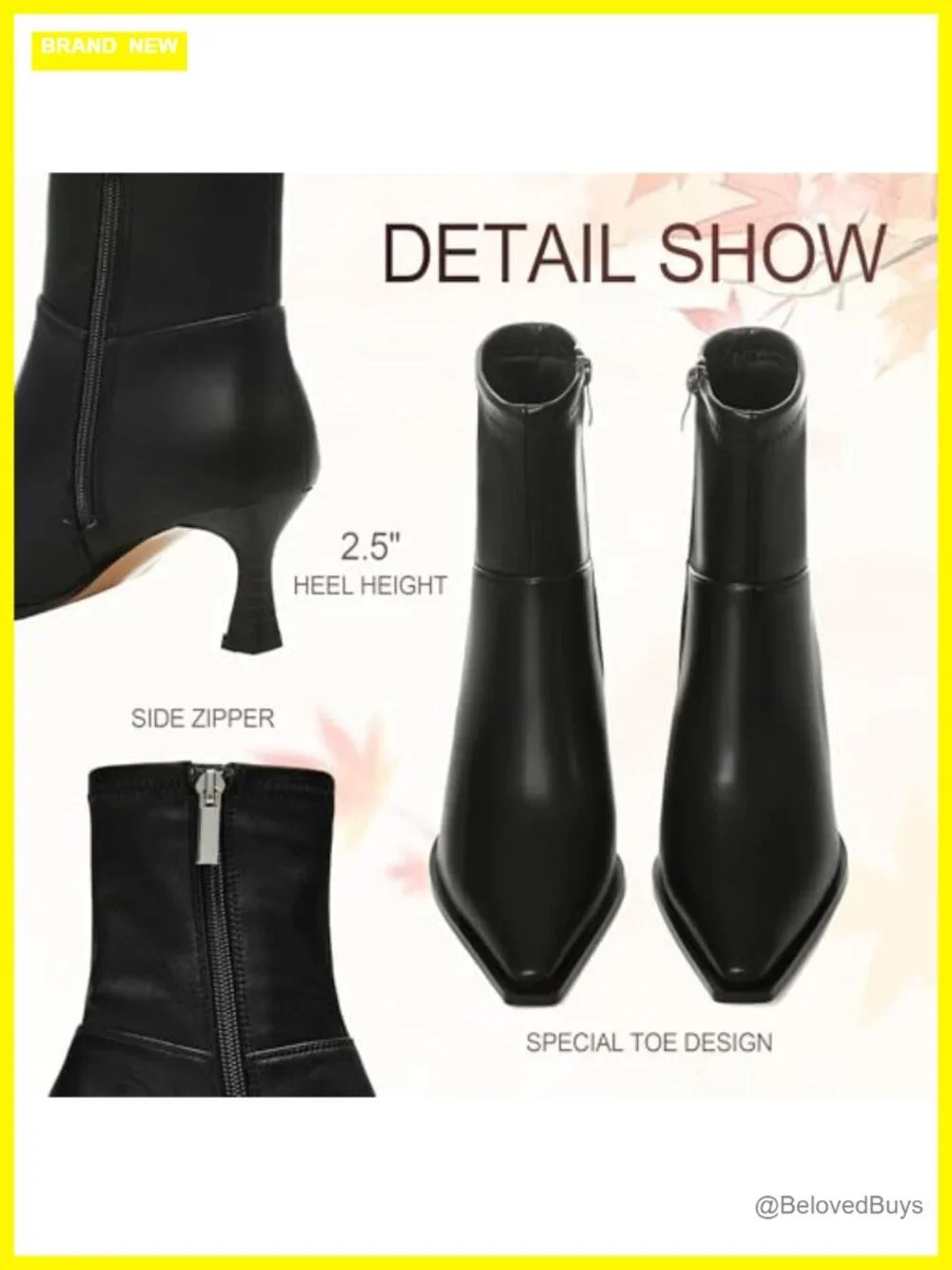 Pointed Toe Kitten Heel Boots with Side Zip - Fall Short Boots